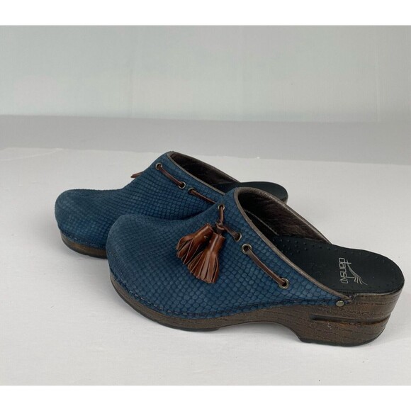 Dansko Shoes - Dansko Womens Blue Nubuck Leather Mules Slip On Shoes Size 37/6.5-7 Clog